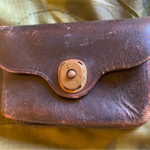 Vintage Brown Leather “JQMD 1947 ENS” WW2 Era US Military Field Dressing Pouch